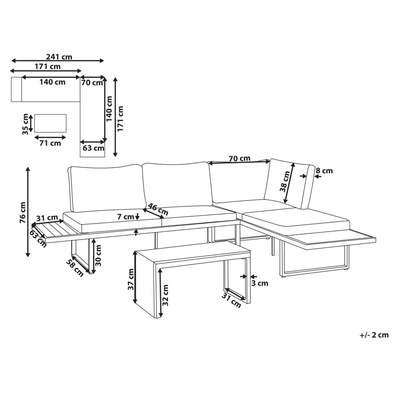 Hörnsoffa utomhus med Bord 4-Sits Pienza Högervänd - Grå/Brun/Svart - Utemöbler - Utegrupp - Loungegrupp