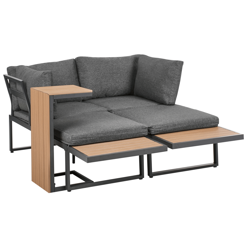 Hörnsoffa utomhus med Bord 4-Sits Pienza Högervänd - Grå/Brun/Svart - Utemöbler - Utegrupp - Loungegrupp