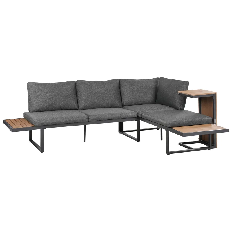 Hörnsoffa utomhus med Bord 4-Sits Pienza Högervänd - Grå/Brun/Svart - Utemöbler - Utegrupp - Loungegrupp