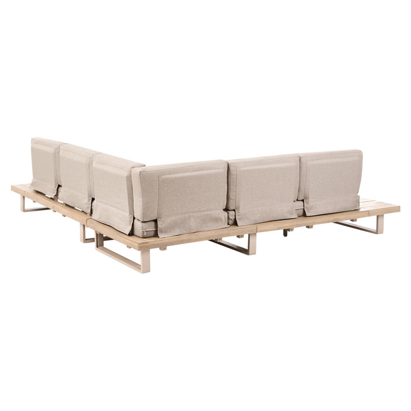 Hörnsoffa utomhus med Bord 5-Sits Mykonos Högervänd Akaciaträ - Beige/Brun - Utemöbler - Utegrupp - Loungegrupp