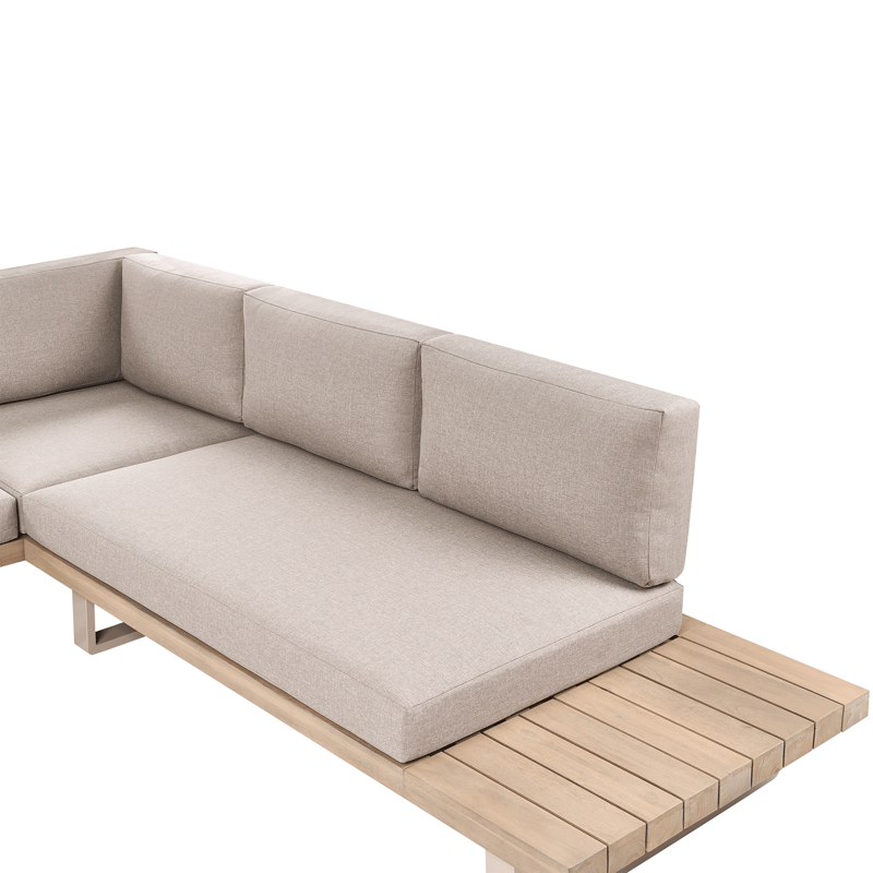 Hörnsoffa utomhus med Bord 5-Sits Mykonos Högervänd Akaciaträ - Beige/Brun - Utemöbler - Utegrupp - Loungegrupp