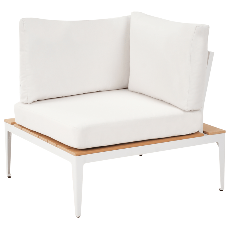 Hörnsoffa utomhus med Bord 5-Sits Positano - Vit/Brun - Utemöbler - Utegrupp - Loungegrupp