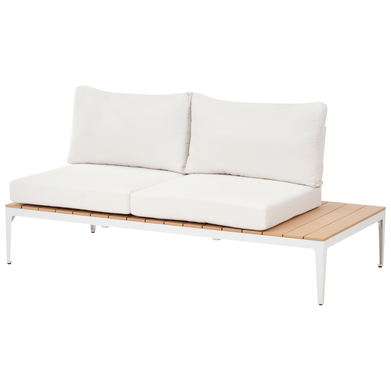 Hörnsoffa utomhus med Bord 5-Sits Positano - Vit/Brun - Utemöbler - Utegrupp - Loungegrupp