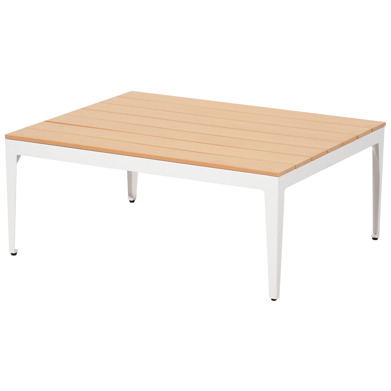 Hörnsoffa utomhus med Bord 5-Sits Positano - Vit/Brun - Utemöbler - Utegrupp - Loungegrupp