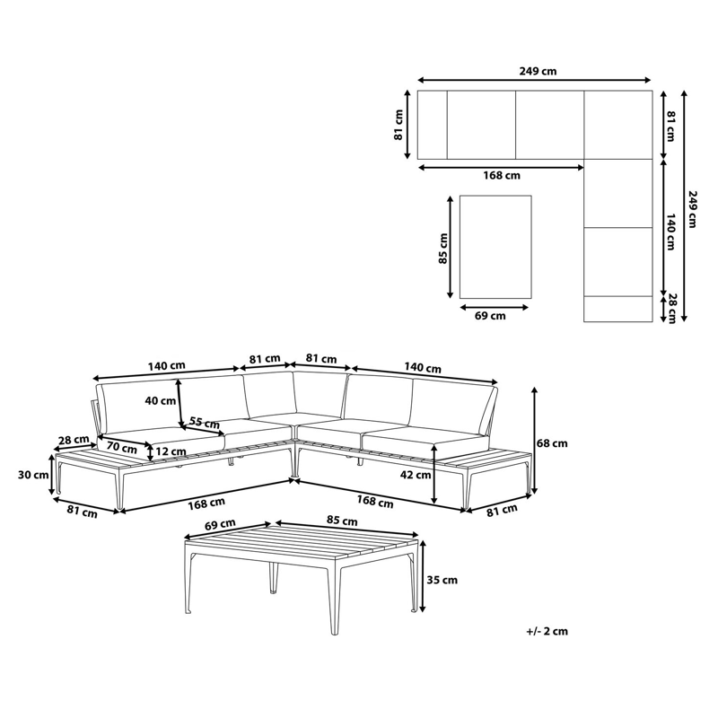 Hörnsoffa utomhus med Bord 5-Sits Positano - Brun/Vit/Brun - Utemöbler - Utegrupp - Loungegrupp