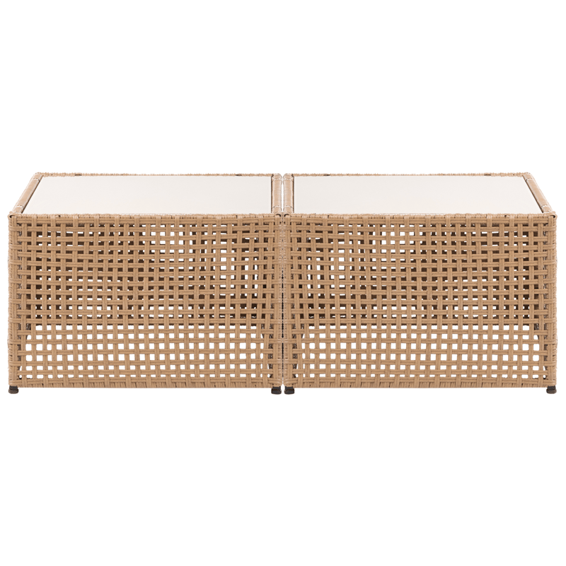 Hörnsoffa utomhus med Bord 6-Sits Omegana Modulär Konstrotting - Beige/Svart - Utemöbler - Utegrupp - Loungegrupp