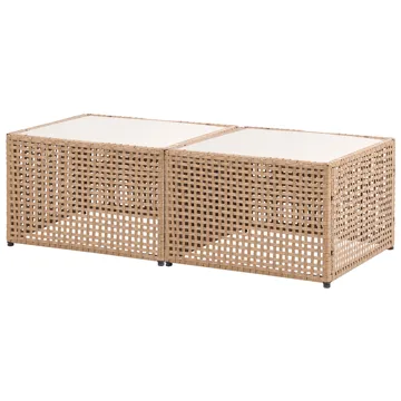 Hörnsoffa utomhus med Bord 6-Sits Omegana Modulär Konstrotting - Beige/Svart - Utemöbler - Utegrupp - Loungegrupp