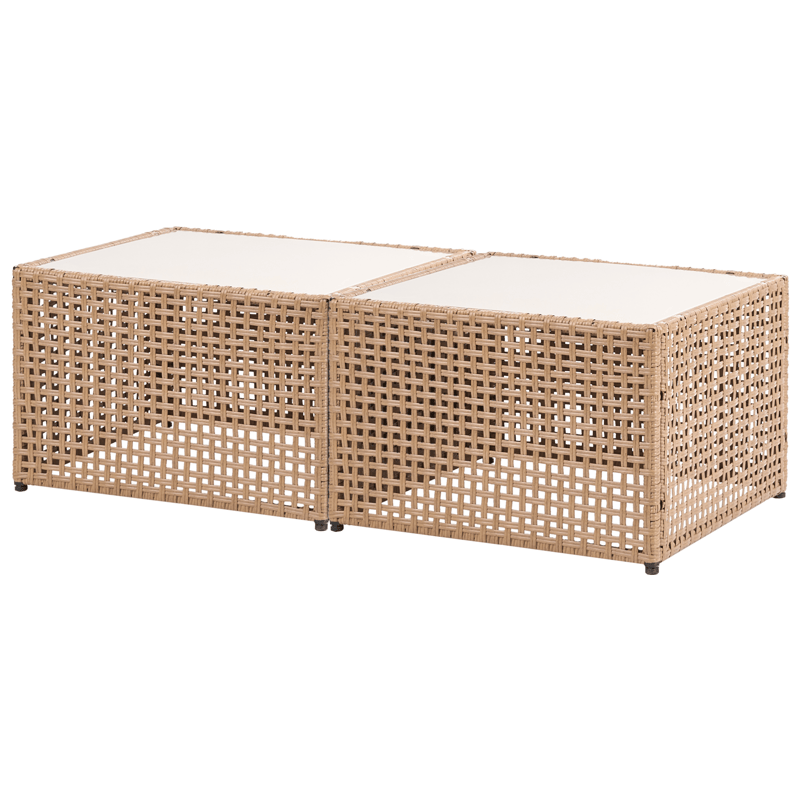 Hörnsoffa utomhus med Bord 6-Sits Omegana Modulär Konstrotting - Beige/Svart - Utemöbler - Utegrupp - Loungegrupp