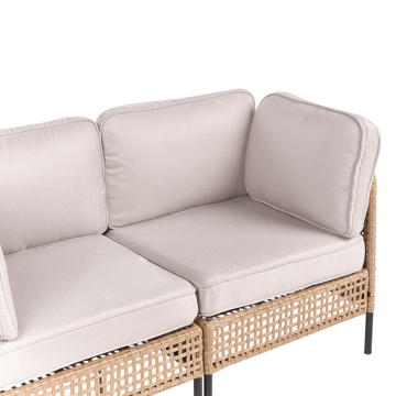 Hörnsoffa utomhus med Bord 6-Sits Omegana Modulär Konstrotting - Beige/Svart - Utemöbler - Utegrupp - Loungegrupp