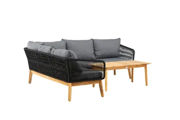 Hörnsoffset 4-sits Chania Utomhus - Svart - Utemöbler - Utegrupp - Loungegrupp