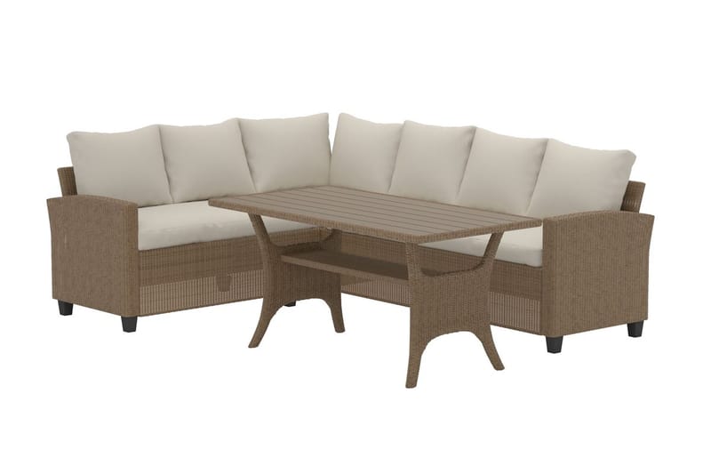 Hörnsoffset 6-sits Brentwood Utomhus - Beige - Utemöbler - Utegrupp - Loungegrupp