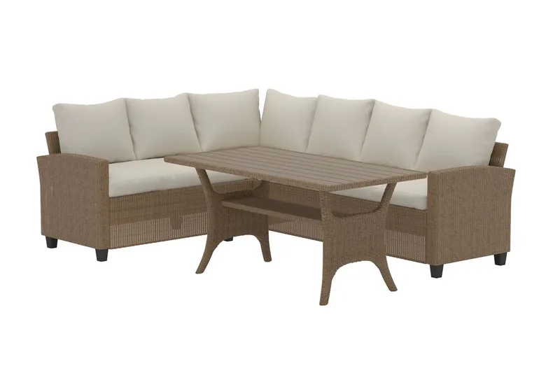 Hörnsoffset 6-sits Brentwood Utomhus - Beige - Utemöbler - Utegrupp - Loungegrupp