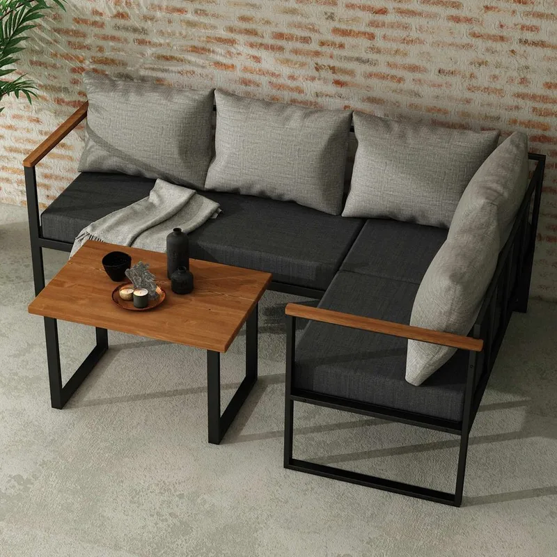 Hue 3-sits Soffgrupp Utomhus - Grå/Antracit - Utemöbler - Utegrupp - Loungegrupp