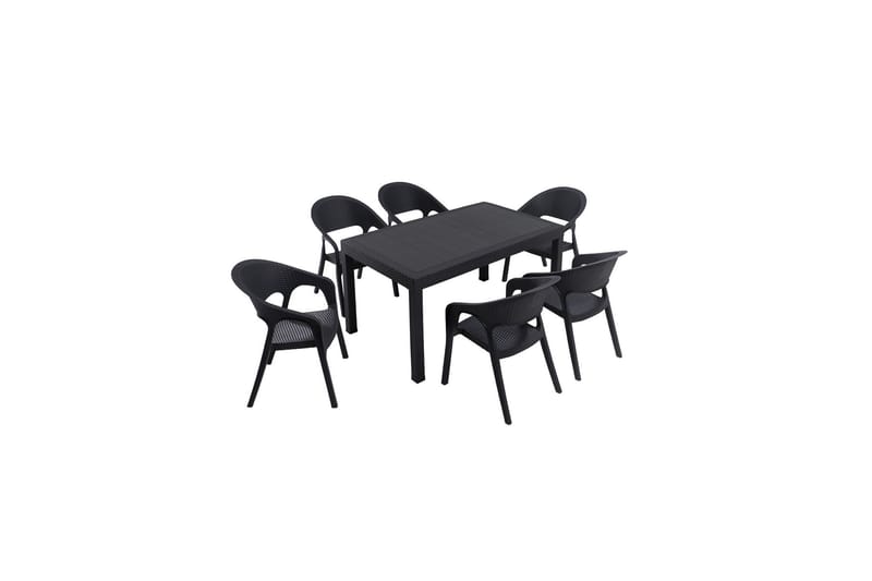 Hurston Matgrupp Utomhus 6-sits Svart - Utemöbler - Utegrupp - Matgrupper utomhus