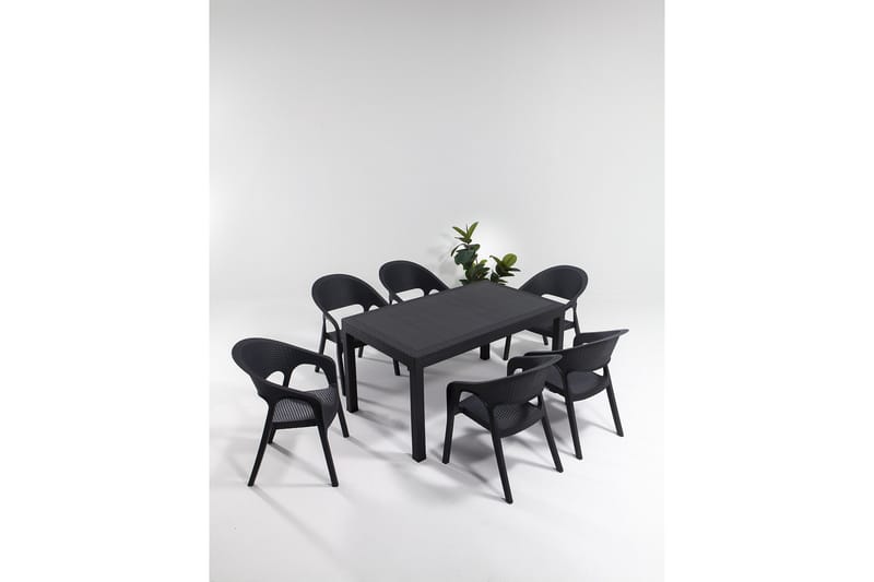 Hurston Matgrupp Utomhus 6-sits Svart - Utemöbler - Utegrupp - Matgrupper utomhus