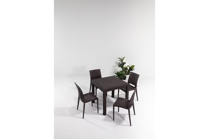 Hysen Matgrupp Utomhus 4-sits Mörkbrun - Utemöbler - Utegrupp - Matgrupper utomhus