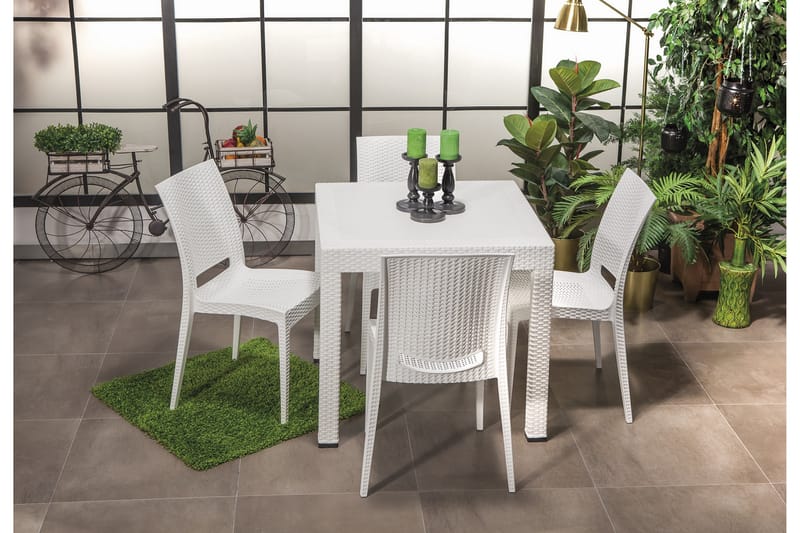 Hysen Matgrupp Utomhus 4-sits Vit - Utemöbler - Utegrupp - Matgrupper utomhus
