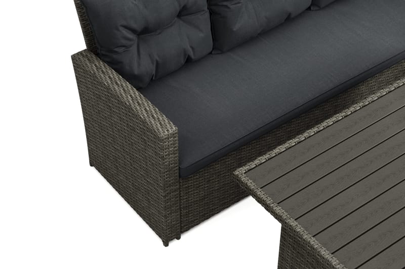 James 5-sits Högervänd Loungegrupp Utomhus – Soffgrupp med grå dynor och bord i konstrotting - Mörkgrå/Svart/Brun - Utemöbler - Utegrupp - Loungegrupp