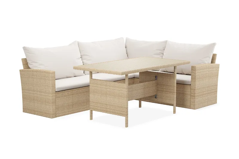 James Light 5-sits soffgrupp utomhus Högervänd i konstrotting - Beige - Utemöbler - Utegrupp - Loungegrupp