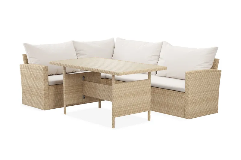 James Light 5-sits soffgrupp utomhus Vänstervänd i konstrotting - Beige - Utemöbler - Utegrupp - Loungegrupp