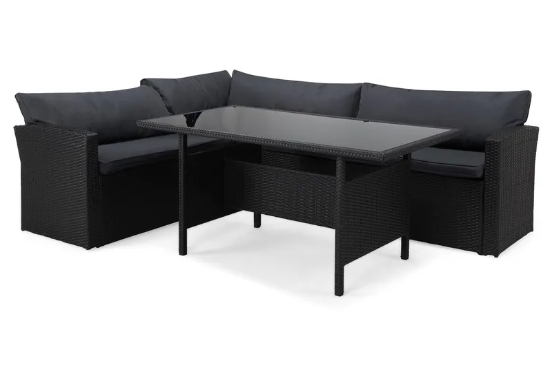 James Light Soffgrupp och Loungegrupp Utomhus 5-sits i konstrotting för trädgård och uteplats - Svart / Svarta dynor - Utemöbler - Utegrupp - Loungegrupp