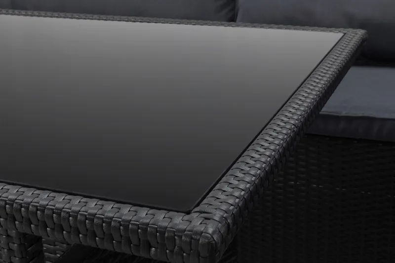 James Light Soffgrupp och Loungegrupp Utomhus  5-sits i konstrotting för Trädgård och Uteplats - Svart / Svarta dynor - Utemöbler - Utegrupp - Loungegrupp