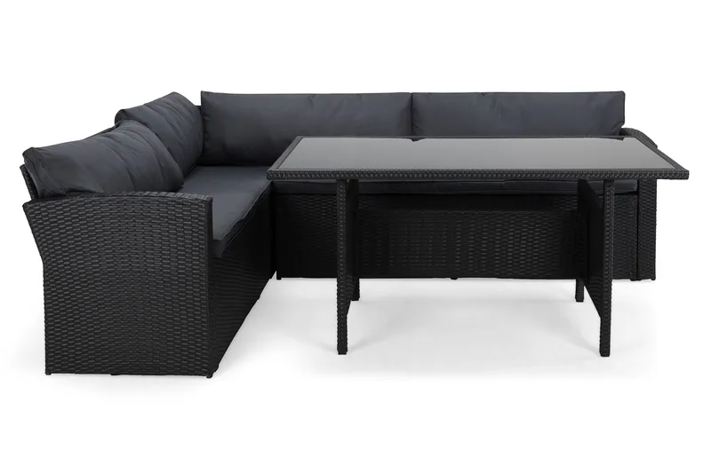 James Light Soffgrupp och Loungegrupp Utomhus 5-sits i konstrotting för trädgård och uteplats - Svart / Svarta dynor - Utemöbler - Utegrupp - Loungegrupp