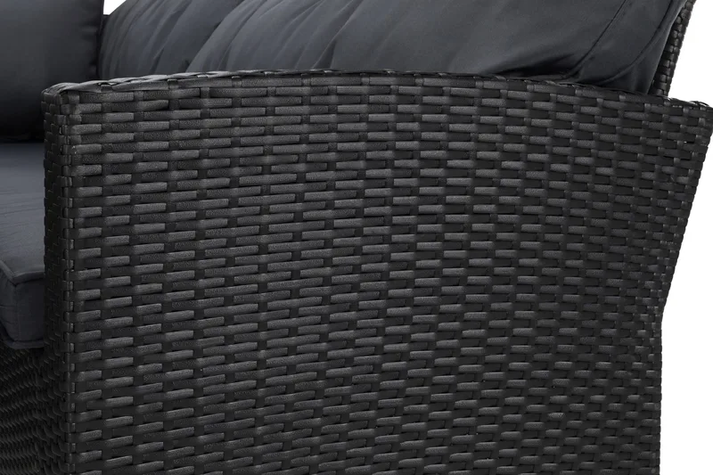 James Light Soffgrupp och Loungegrupp Utomhus  5-sits i konstrotting för Trädgård och Uteplats - Svart / Svarta dynor - Utemöbler - Utegrupp - Loungegrupp