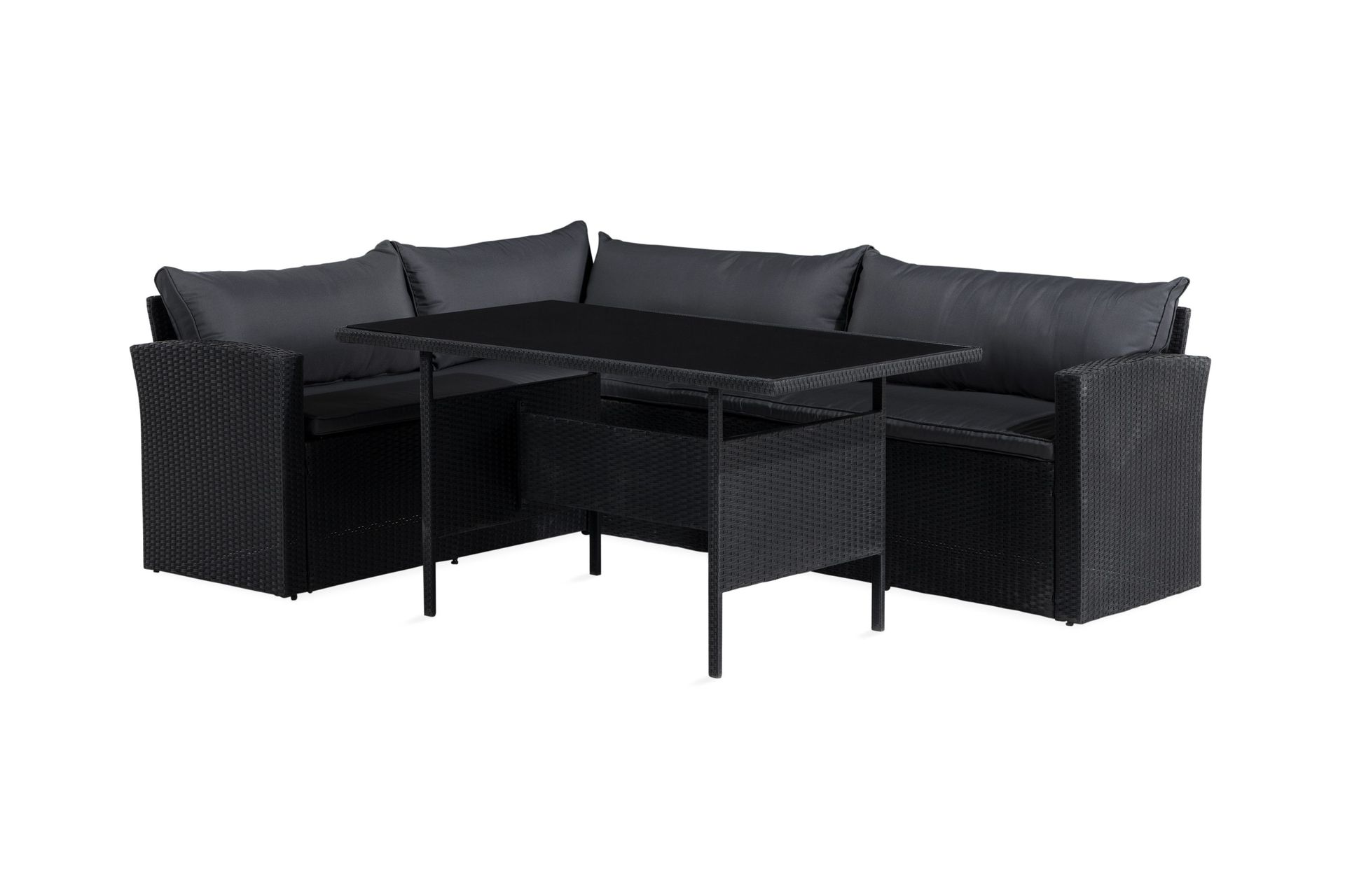 james light soffgrupp och loungegrupp utomhus 5-sits i konstrotting för trädgård och uteplats - svart / svarta dynor