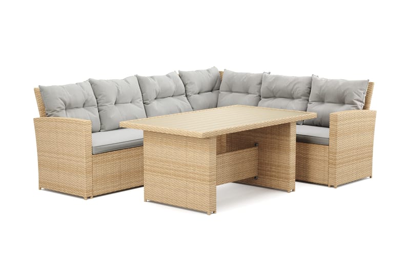 James Loungegrupp Utomhus – 5-sits Soffgrupp i Konstrotting - Beige - Utemöbler - Utegrupp - Loungegrupp