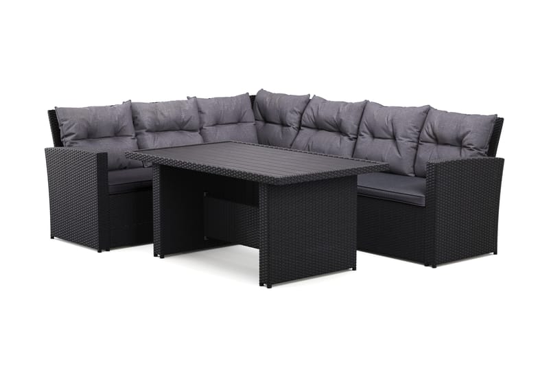 James Loungegrupp Utomhus Vänster– 5-sits Soffgrupp i Konstrotting - Svart - Utemöbler - Utegrupp - Loungegrupp