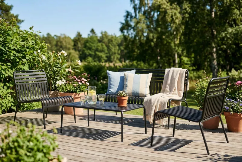 Jarva Liten 4-sits Soffgrupp Utomhus i metall - Antracit - Utemöbler - Utegrupp - Loungegrupp