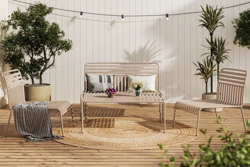 Jarva Liten 4-sits Soffgrupp Utomhus i metall - Beige - Utemöbler - Utegrupp - Loungegrupp