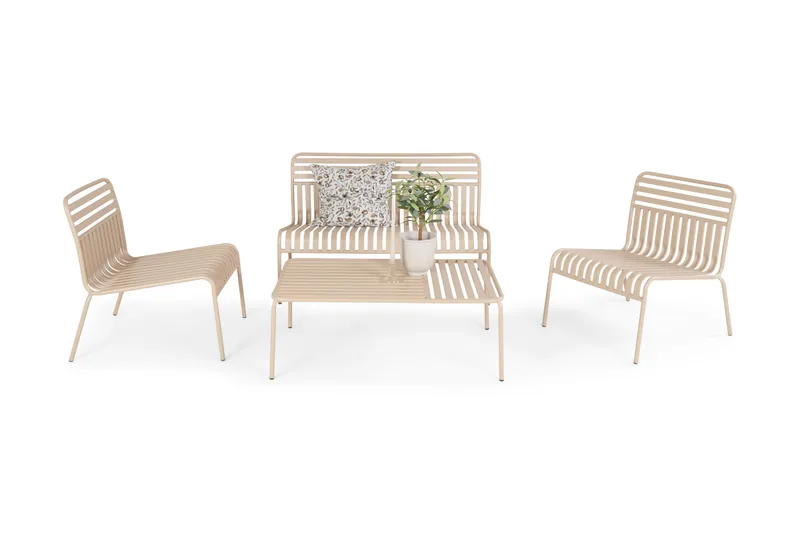 Jarva Liten 4-sits Soffgrupp Utomhus i metall - Beige - Utemöbler - Utegrupp - Loungegrupp