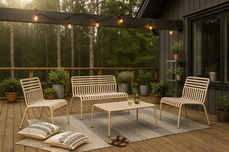 Jarva Liten 4-sits Soffgrupp Utomhus i metall - Beige - Utemöbler - Utegrupp - Loungegrupp
