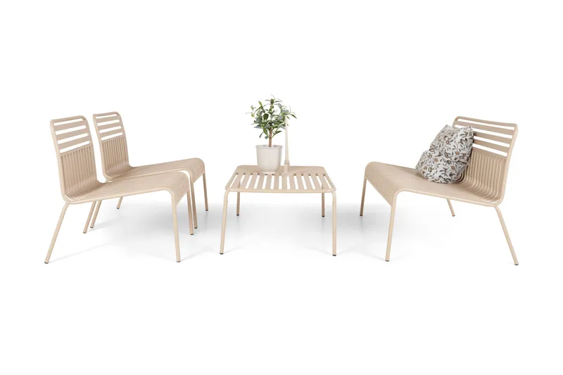 Jarva Liten 4-sits Soffgrupp Utomhus i metall - Beige - Utemöbler - Utegrupp - Loungegrupp