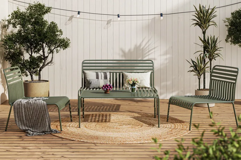 Jarva Liten 4-sits Soffgrupp Utomhus i metall - Oliv - Utemöbler - Utegrupp - Loungegrupp