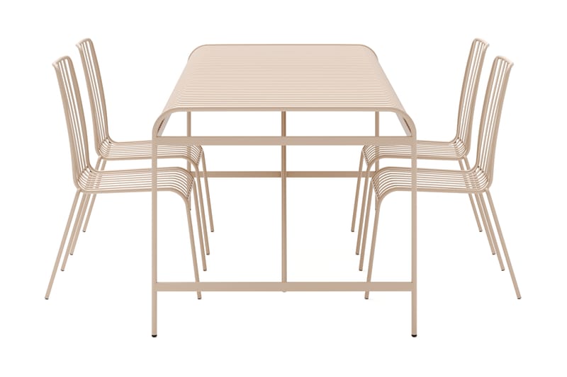 Jarva Liten Matgrupp Utomhus 200 cm med 4 stolar i metall - Beige - Utemöbler - Utegrupp - Matgrupper utomhus
