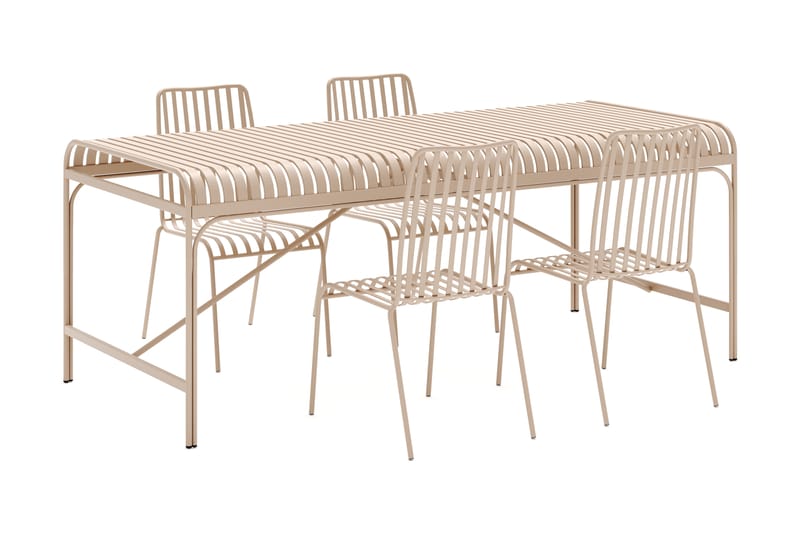 Jarva Liten Matgrupp Utomhus 200 cm med 4 stolar i metall - Beige - Utemöbler - Utegrupp - Matgrupper utomhus