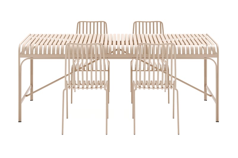 Jarva Liten Matgrupp Utomhus 200 cm med 4 stolar i metall - Beige - Utemöbler - Utegrupp - Matgrupper utomhus