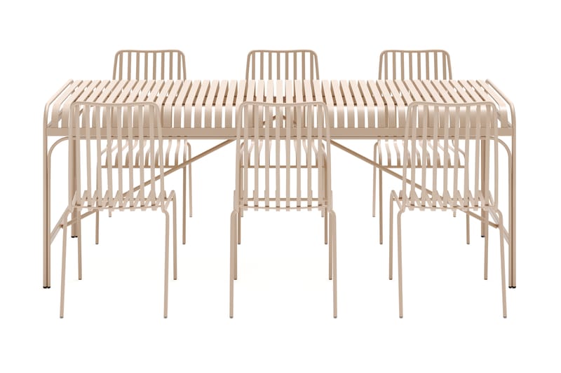 Jarva Stor Matgrupp Utomhus 200 cm med 6 stolar i metall - Beige - Utemöbler - Utegrupp - Matgrupper utomhus