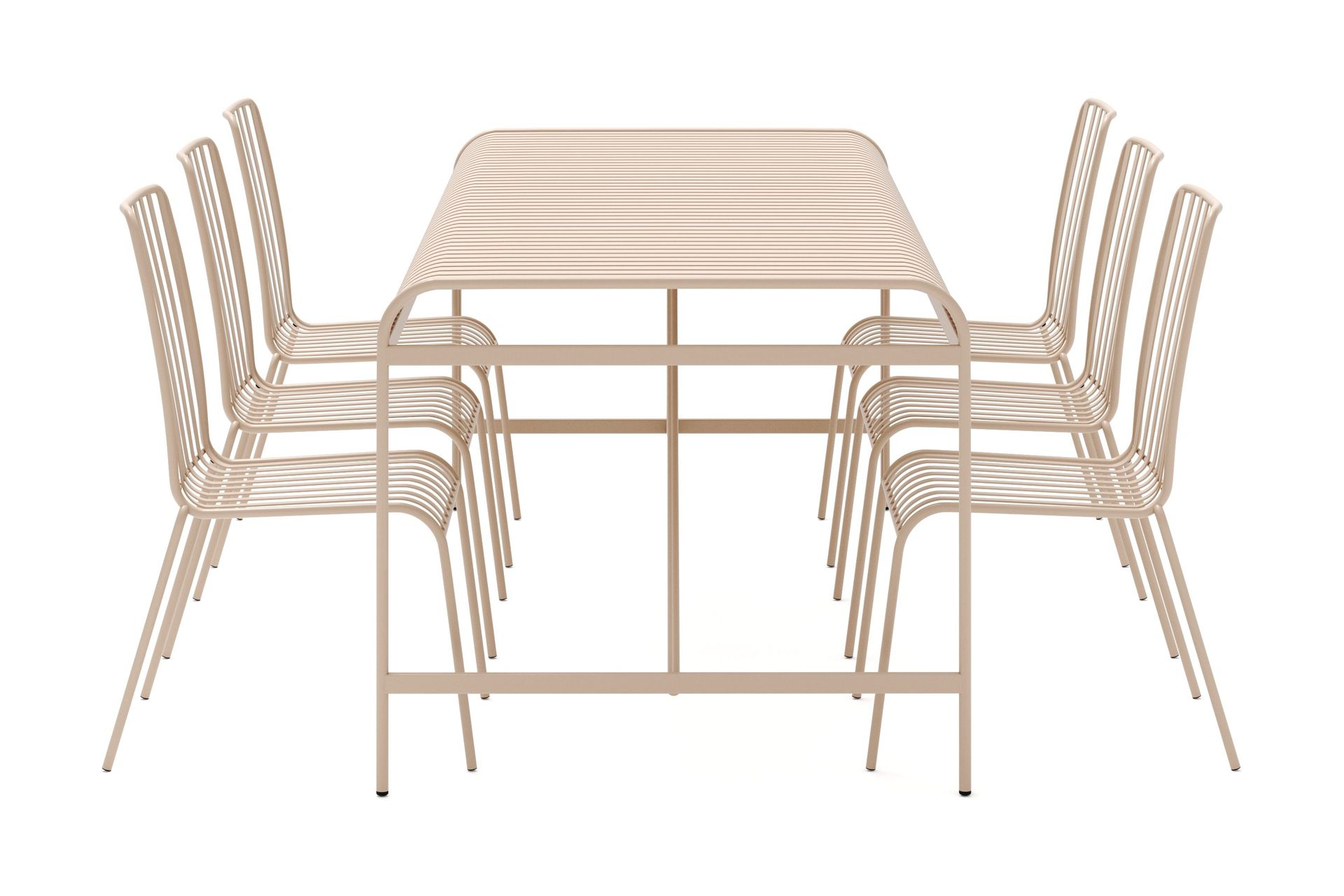 jarva stor matgrupp utomhus 200 cm med 6 stolar i metall - beige