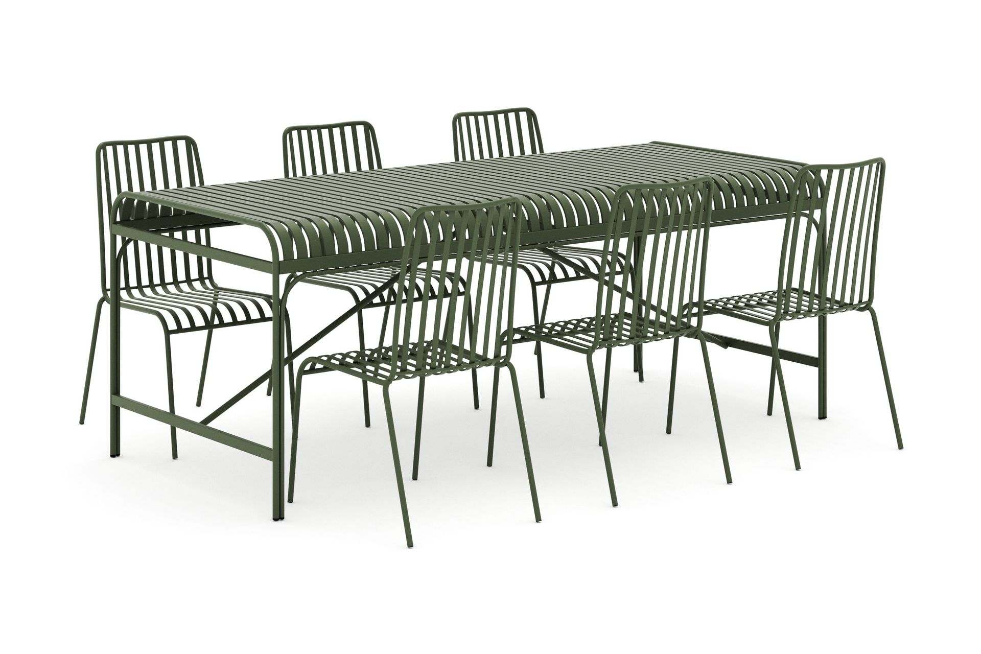 jarva utomhus matgrupp 200 cm med 6 jarva matstolar - grön