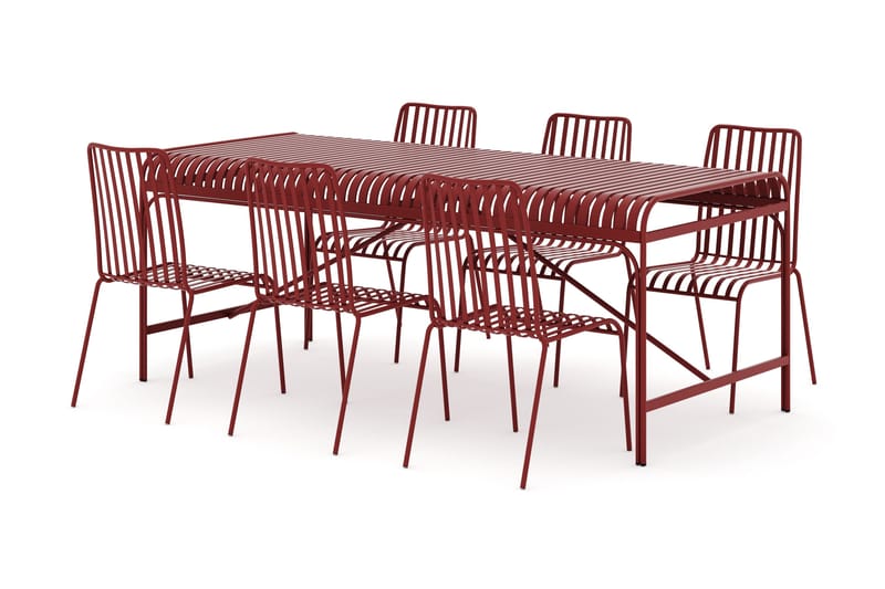 Jarva utomhus matgrupp 200 cm med 6 Jarva matstolar, Röd