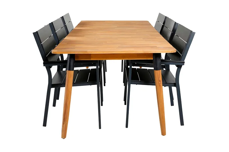 Julian Matgrupp 210cm + 6 Levels Stapelbara Matstolar Svart/, Svart/Brun