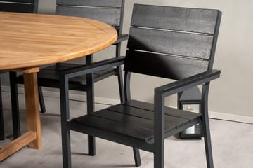 Kenya Oval Matgrupp 180-240 cm med 8 Levels Matstolar - teak/svart - Utemöbler - Utegrupp - Matgrupper utomhus