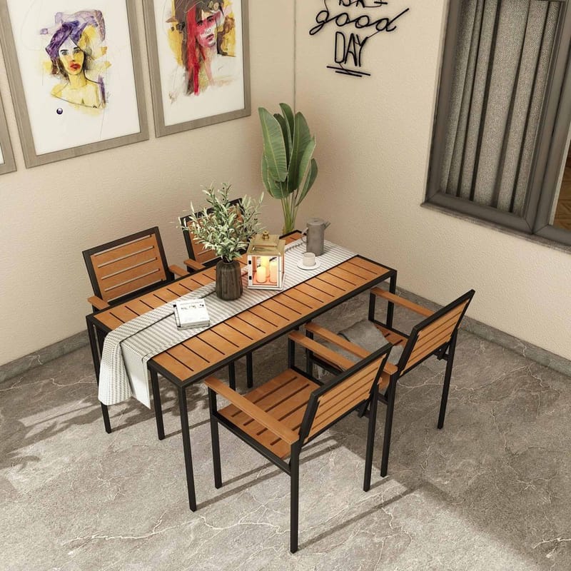 Klyren Matgrupp med 4 Stolar Utomhus - Brun - Utemöbler - Utegrupp - Matgrupper utomhus