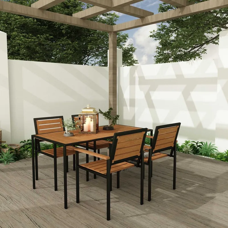 Klyren Matgrupp med 4 Stolar Utomhus - Brun - Utemöbler - Utegrupp - Matgrupper utomhus