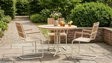 Kullaberg rund matgrupp utomhus med 4 stolar 104 cm stål aintwood - Beige - Utemöbler - Utegrupp - Matgrupper utomhus