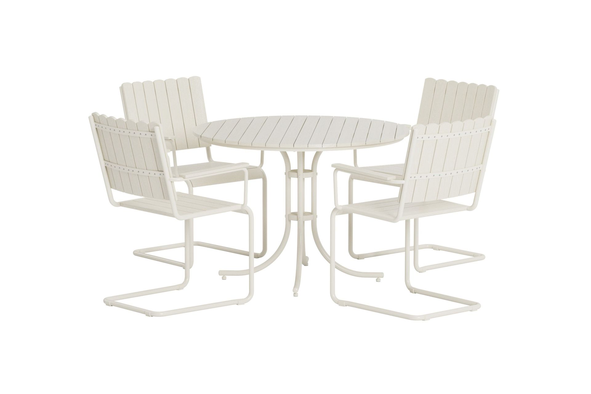 kullaberg rund matgrupp utomhus med 4 stolar 104 cm stål aintwood - vit